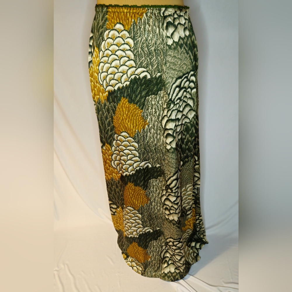 Green and Gold Patterned Women's Skirt